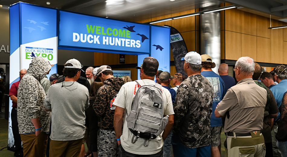 hunters waiting in line to get into the Duck Hunters Expo