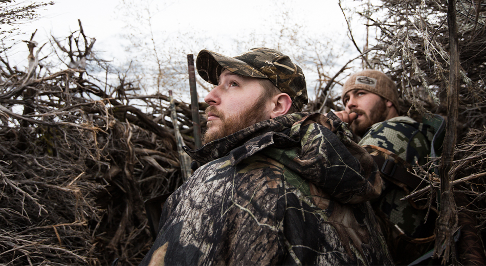 Two hunters in a blind