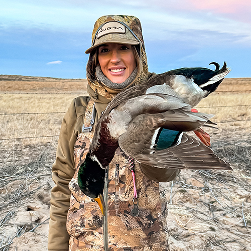 Ashleigh Snook holding a mallard