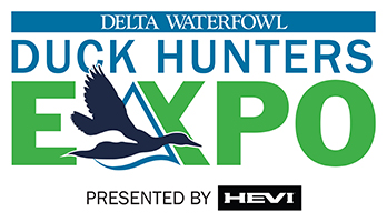 Delta Waterfowl Duck Hunters Expo logo - presented by HEVI