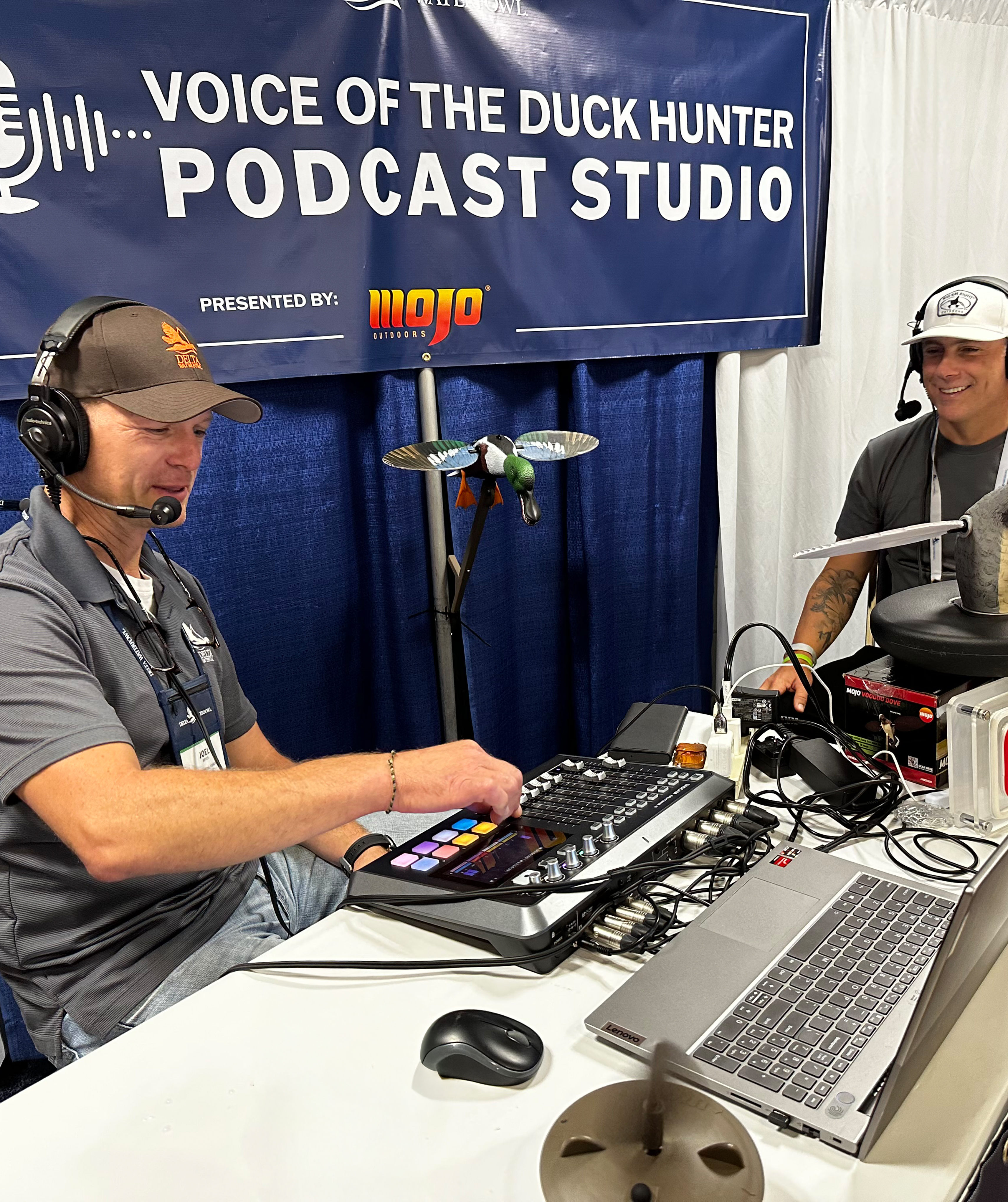Joel Brice and Podcast Guest at the Duck Hunters Expo